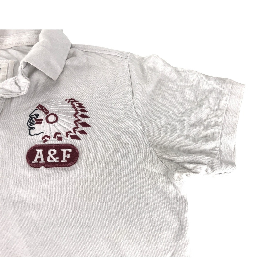 Vintage Abercrombie Fitch Mens XL White Polo Shirt Embroidered Native Chief - Picture 11 of 13